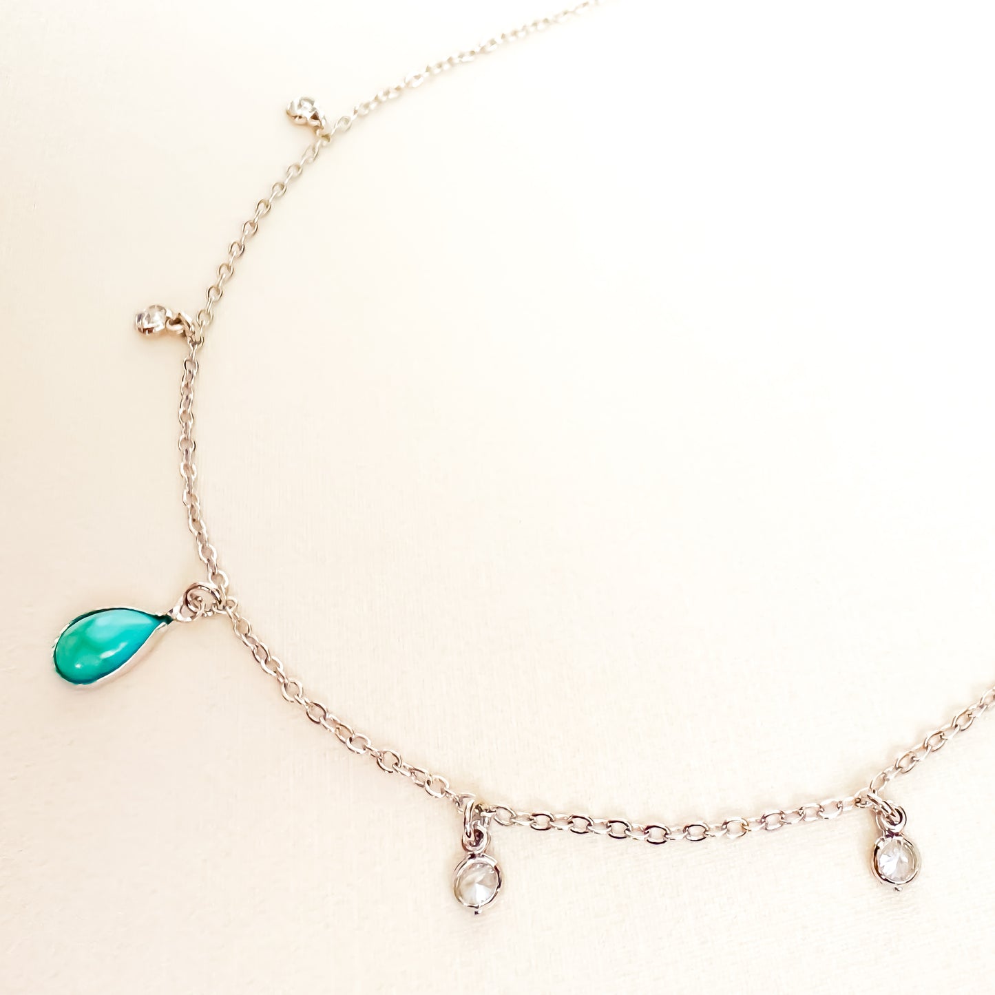 COLAR ZIRCONIA AZUL 35 cm - BANHO DE OURO 18k ou RODIO BRANCO