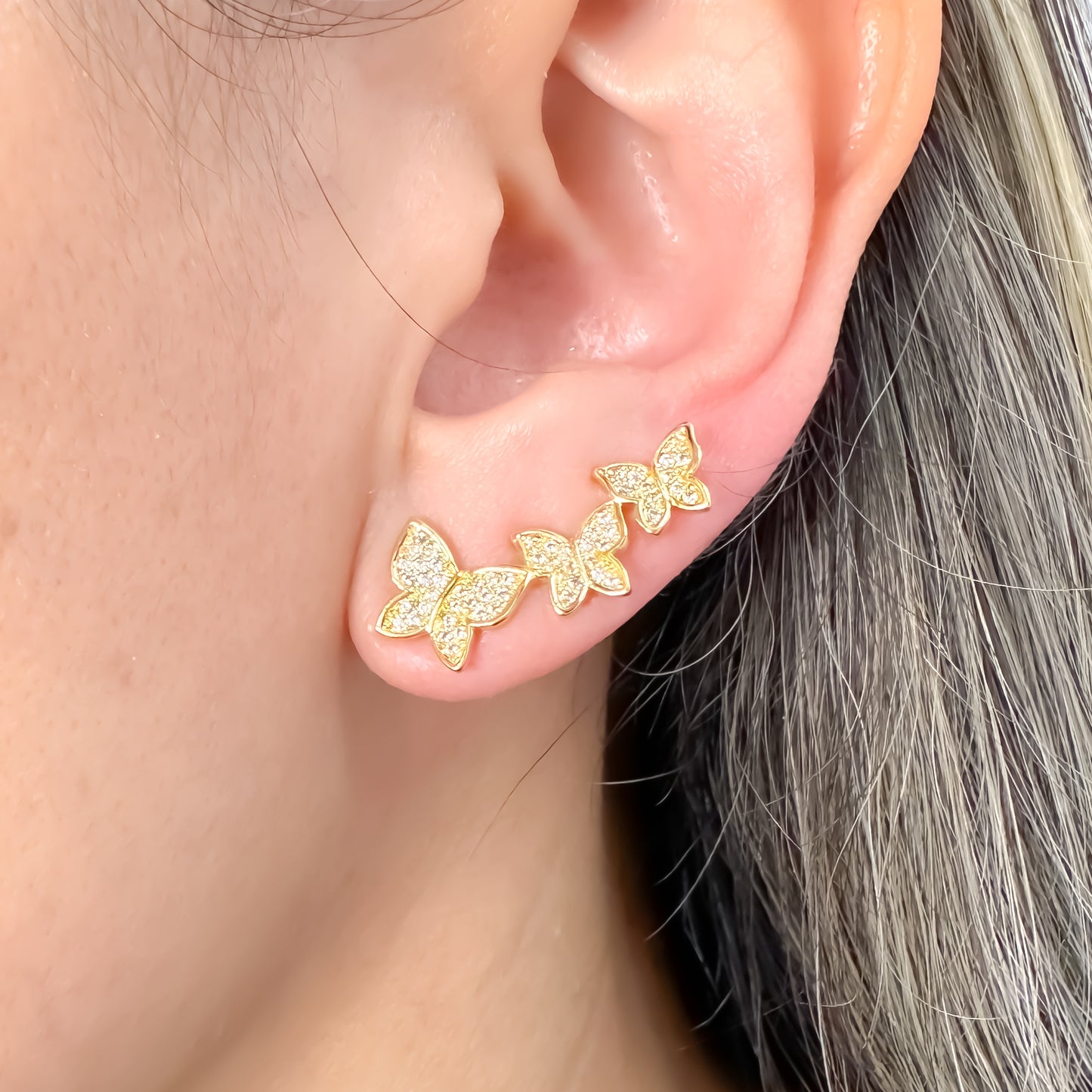 BRINCO FARFALLA - BANHO DE OURO 18k