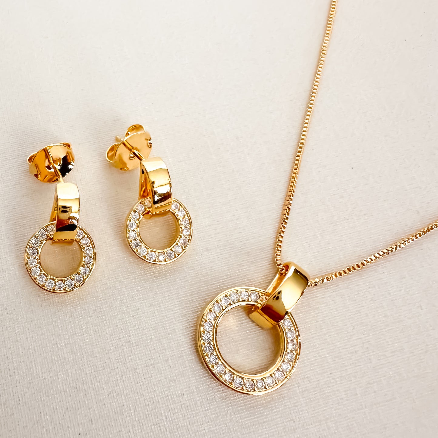 CONJUNTO SIMBLE - BANHO DE OURO 18k