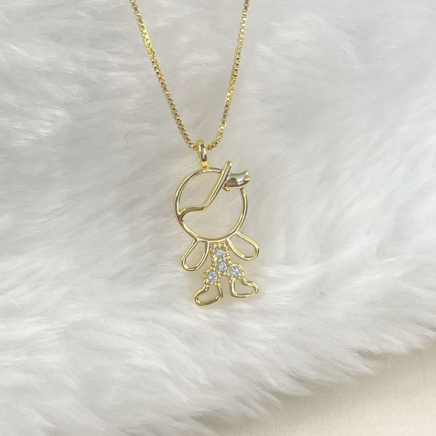 COLAR E PINGENTE BOY - BANHO DE OURO 18k