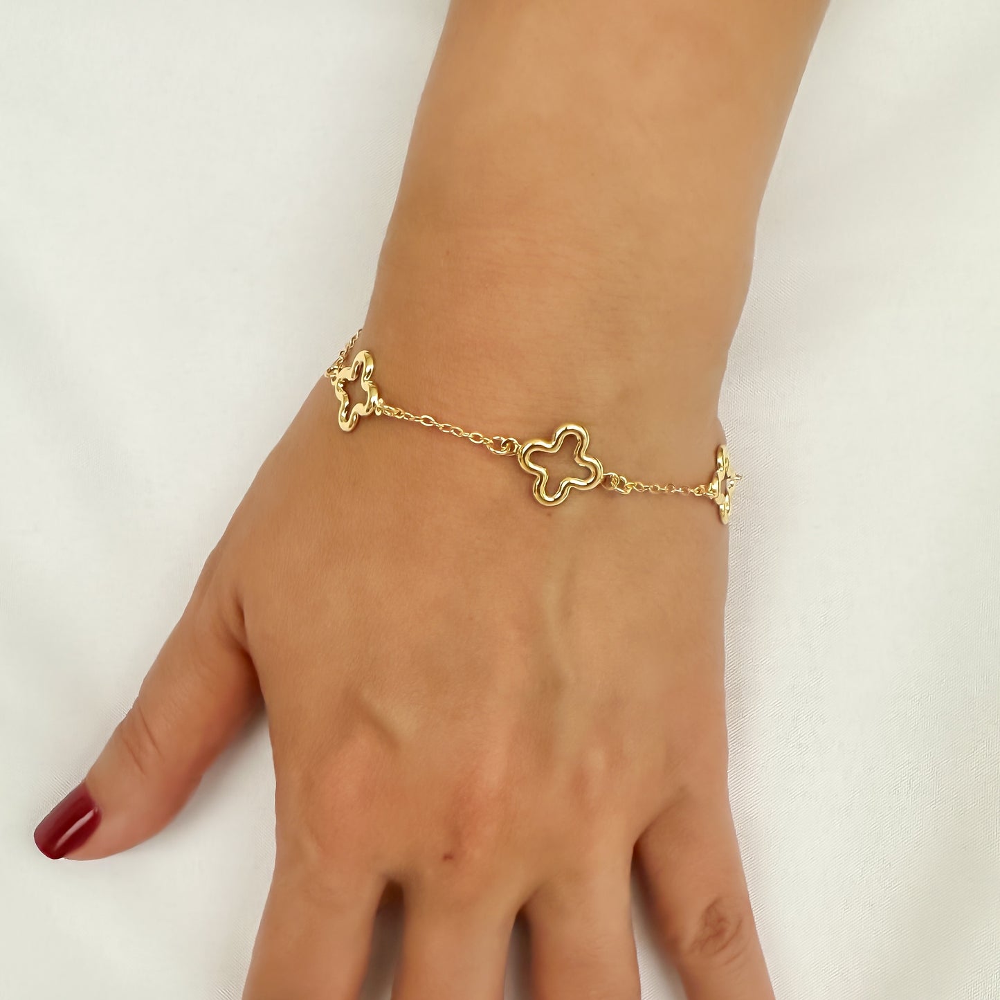 PULSEIRA TRE FIORI - BANHO DE OURO 18k