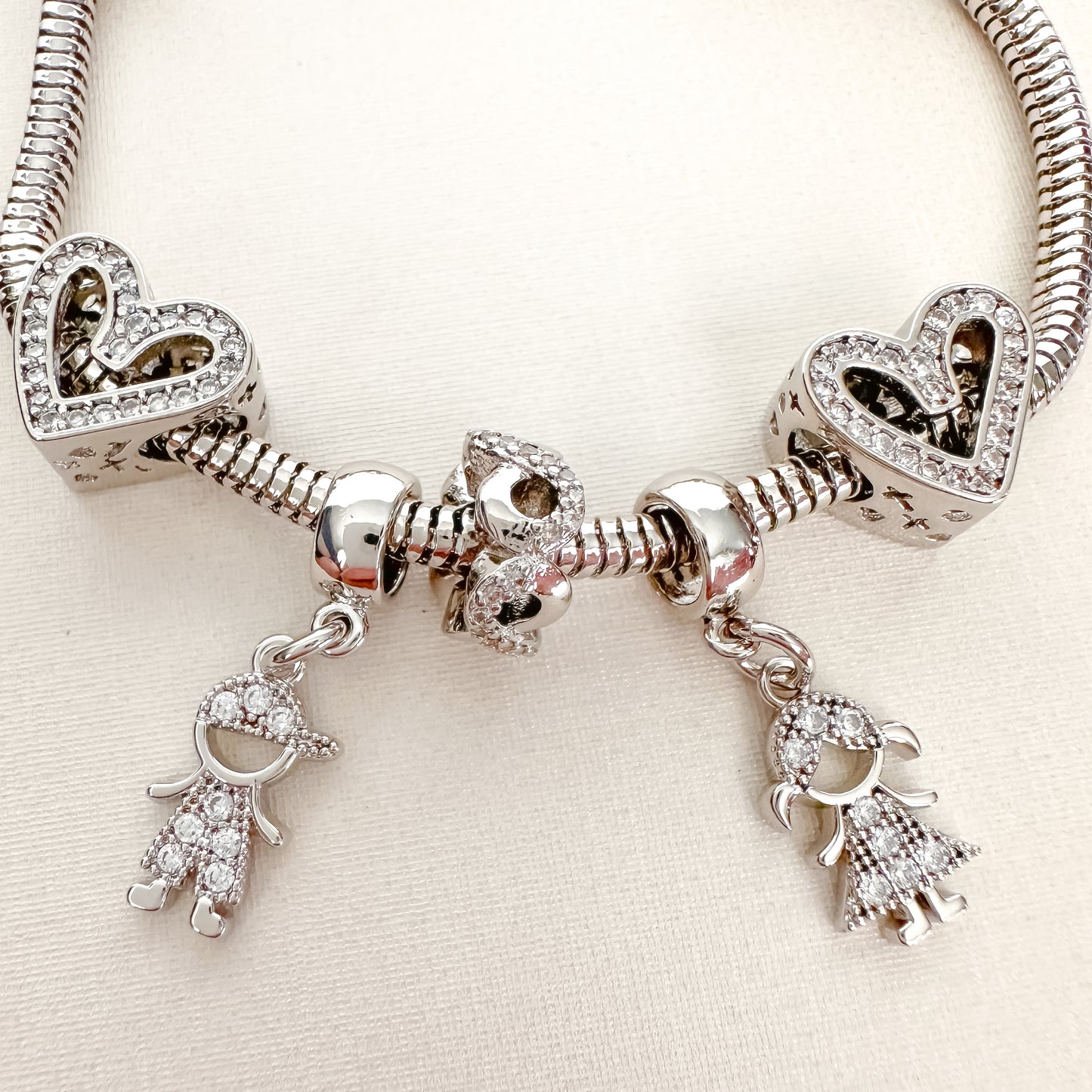 PULSEIRA BERLOQUE FILHOS COMPLETA - BANHO DE RÓDIO BRANCO