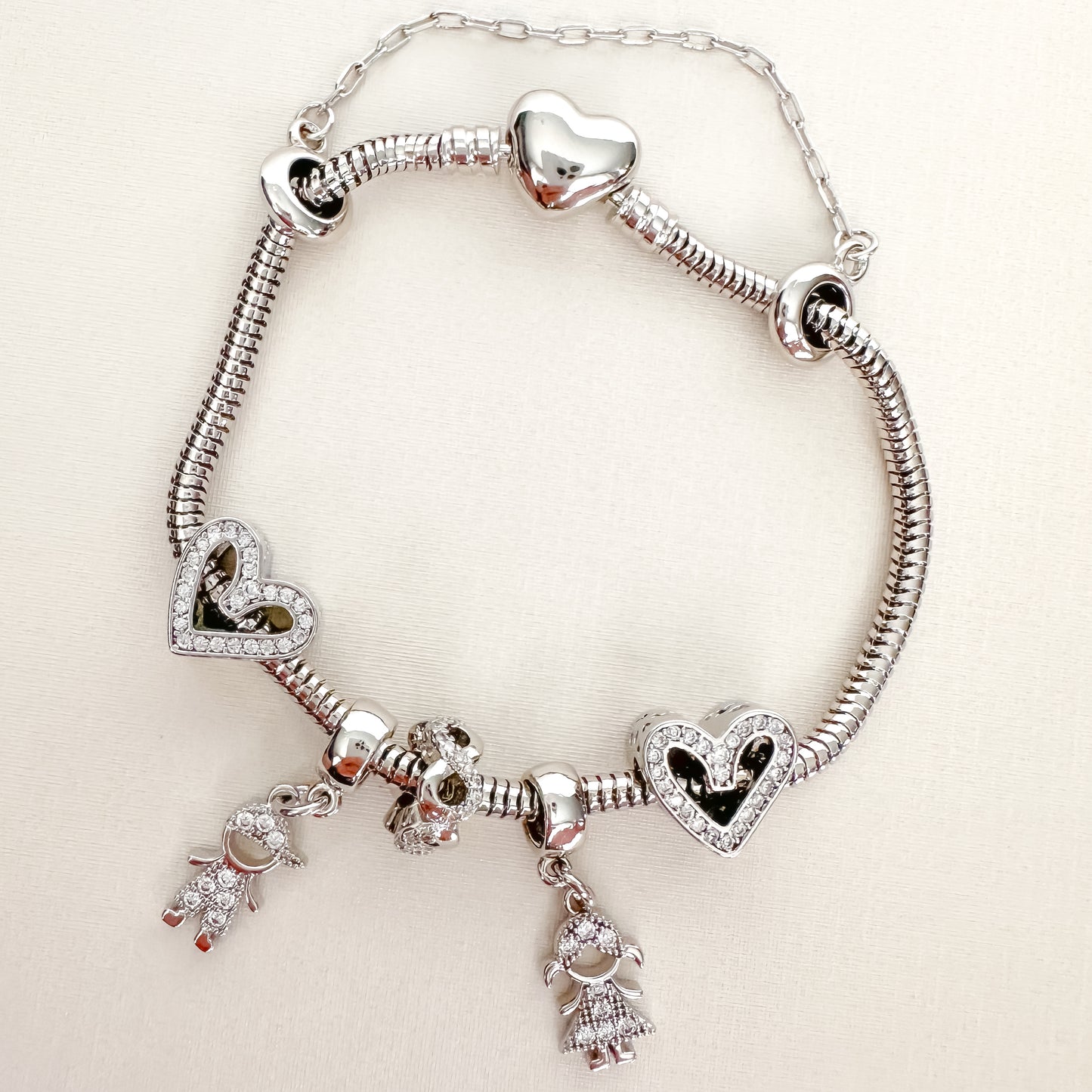PULSEIRA BERLOQUE FILHOS COMPLETA - BANHO DE RÓDIO BRANCO