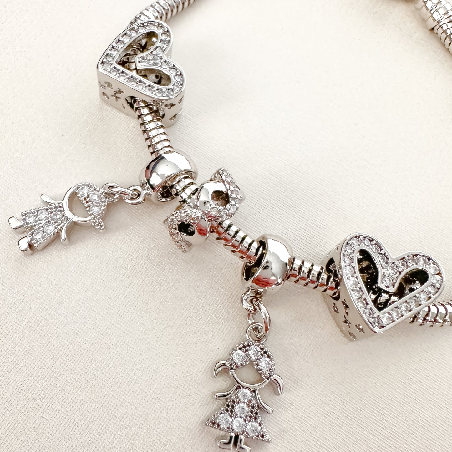 PULSEIRA BERLOQUE FILHOS COMPLETA - BANHO DE RÓDIO BRANCO