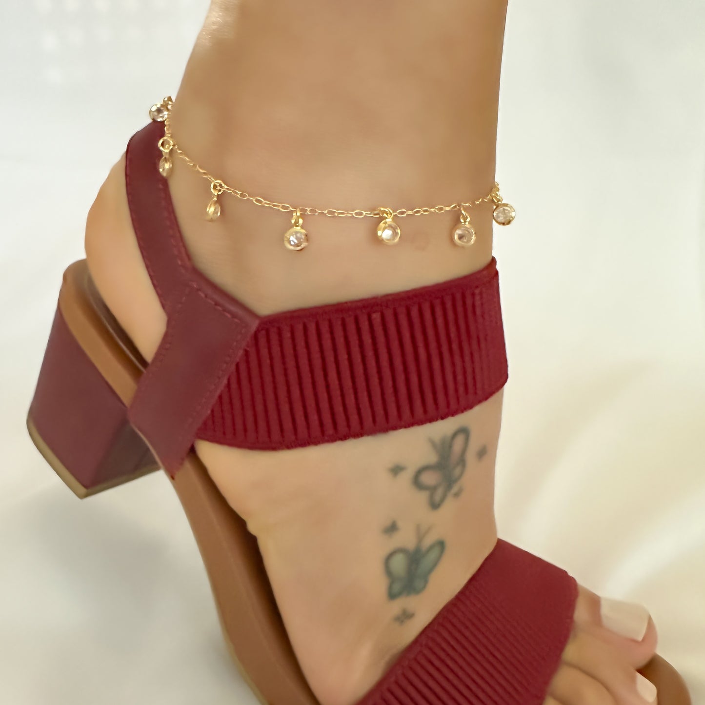 TORNOZELEIRA LUZ DO DIA - BANHO DE OURO 18k