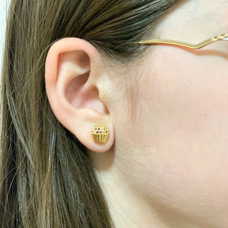 BRINCO INFANTIL CUPCAKE - BANHO DE OURO 18k