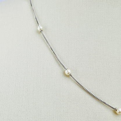 COLAR BRENDA 45 CM - BANHO DE RÓDIO BRANCO