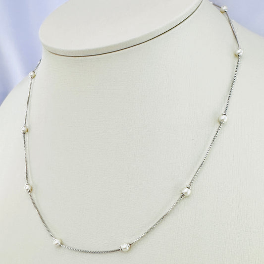COLAR BRENDA 45 CM - BANHO DE RÓDIO BRANCO