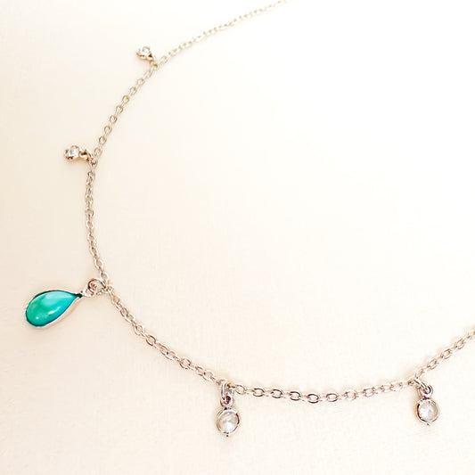 COLAR ZIRCONIA AZUL 35 cm - BANHO DE OURO 18k ou RODIO BRANCO