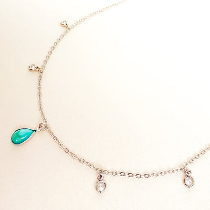 COLAR ZIRCONIA AZUL 35 cm - BANHO DE OURO 18k ou RODIO BRANCO