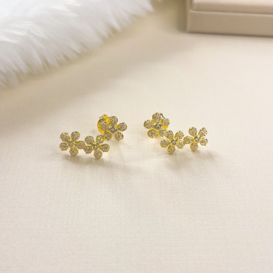 BRINCO TRES FLORES  - BANHO DE OURO 18k