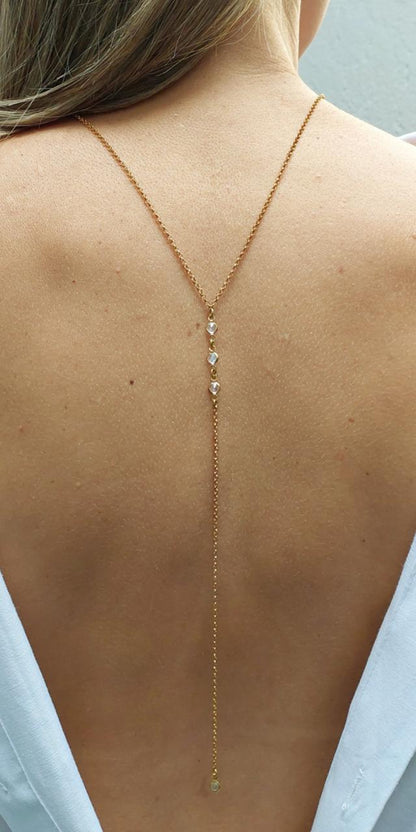 BACK NECKLACE STARS  - BANHO DE OURO 18k