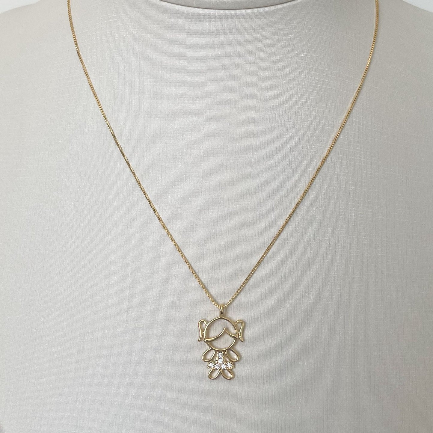 COLAR E PINGENTE GIRL  - BANHO DE OURO 18k
