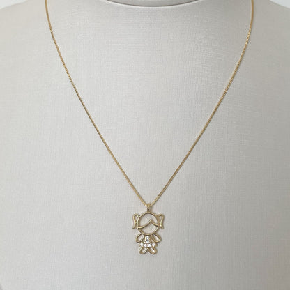 COLAR E PINGENTE GIRL  - BANHO DE OURO 18k