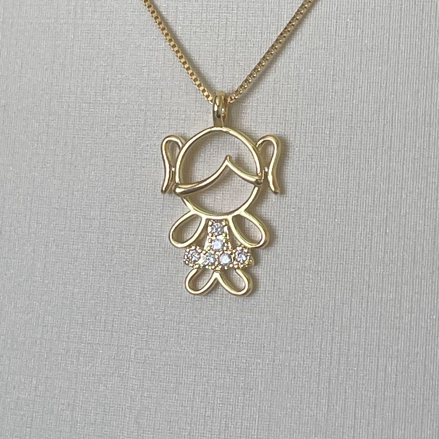 COLAR E PINGENTE GIRL  - BANHO DE OURO 18k