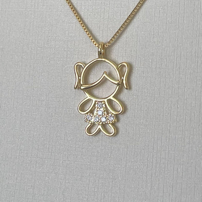 COLAR E PINGENTE GIRL  - BANHO DE OURO 18k
