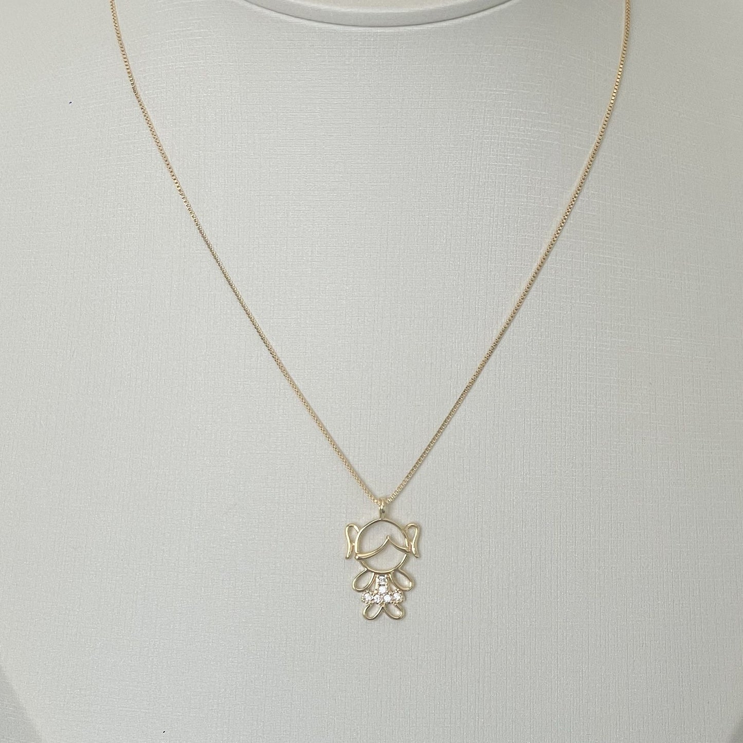 COLAR E PINGENTE GIRL  - BANHO DE OURO 18k
