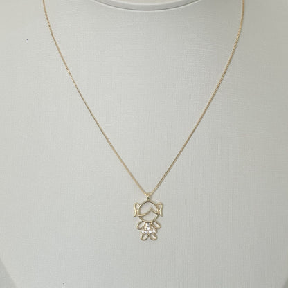 COLAR E PINGENTE GIRL  - BANHO DE OURO 18k