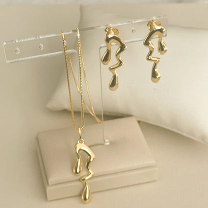 CONJUNTO MELT - BRINCO E COLAR COM PINGENTE