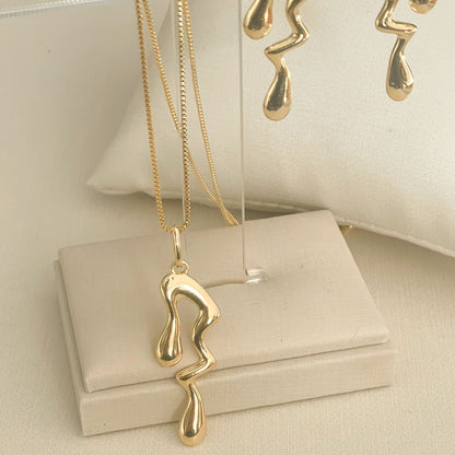 CONJUNTO MELT - BRINCO E COLAR COM PINGENTE