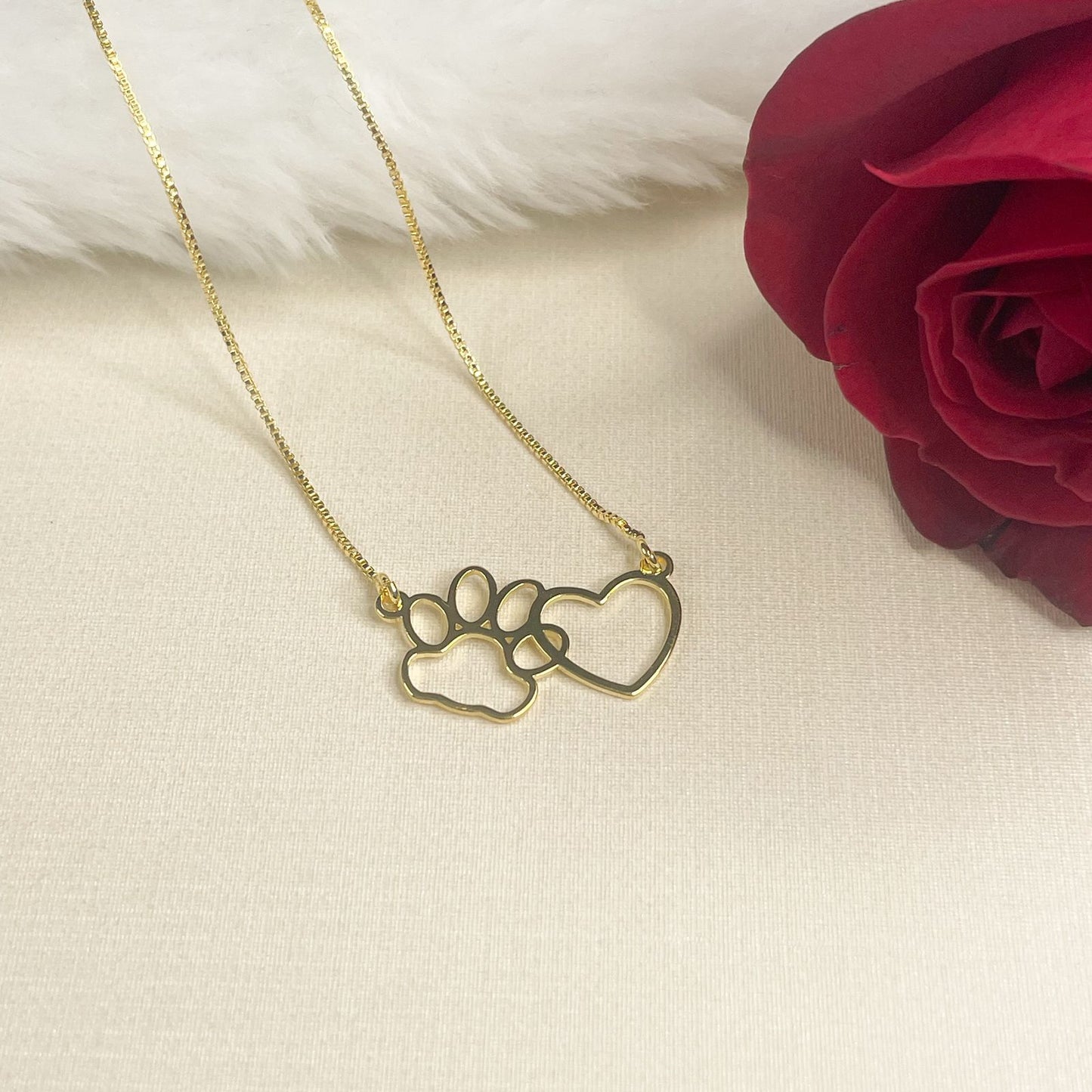 COLAR PET LOVE  - BANHO DE OURO 18k