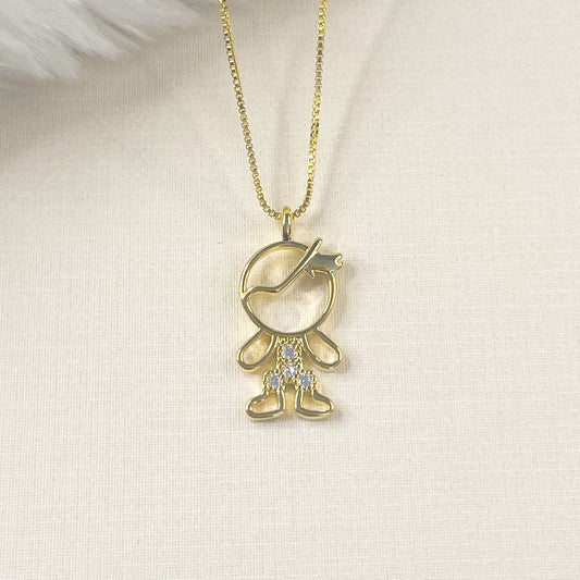 COLAR E PINGENTE BOY - BANHO DE OURO 18k