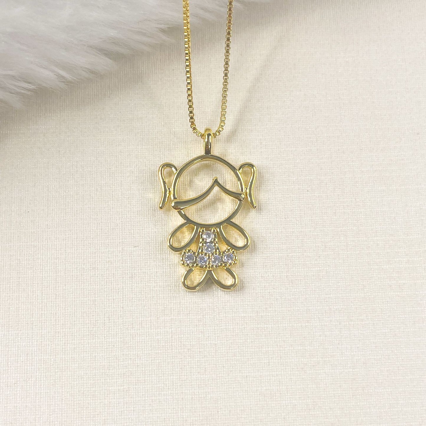 COLAR E PINGENTE GIRL  - BANHO DE OURO 18k