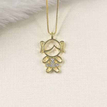 COLAR E PINGENTE GIRL  - BANHO DE OURO 18k