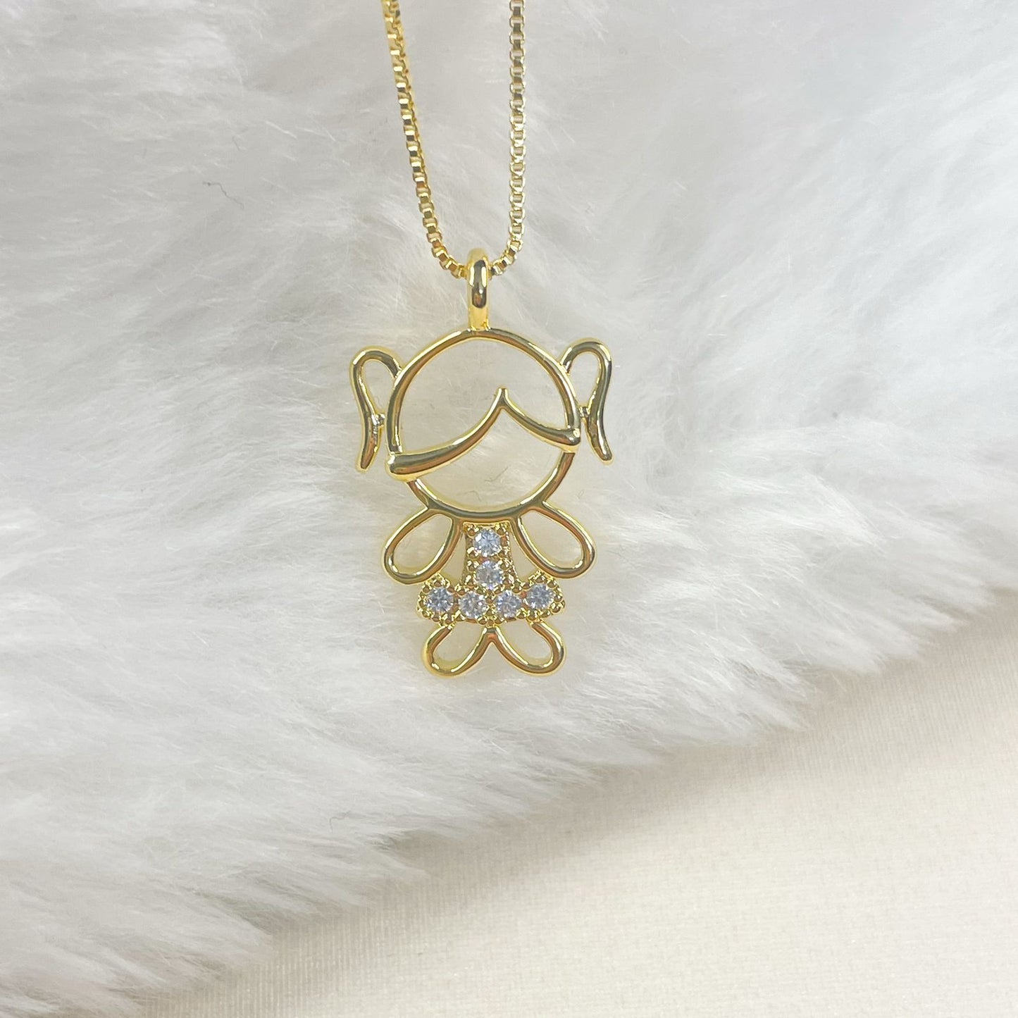 COLAR E PINGENTE GIRL  - BANHO DE OURO 18k