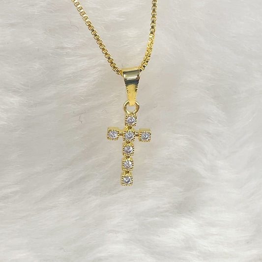 COLAR E PINGENTE CRUZ  - BANHO DE OURO 18k
