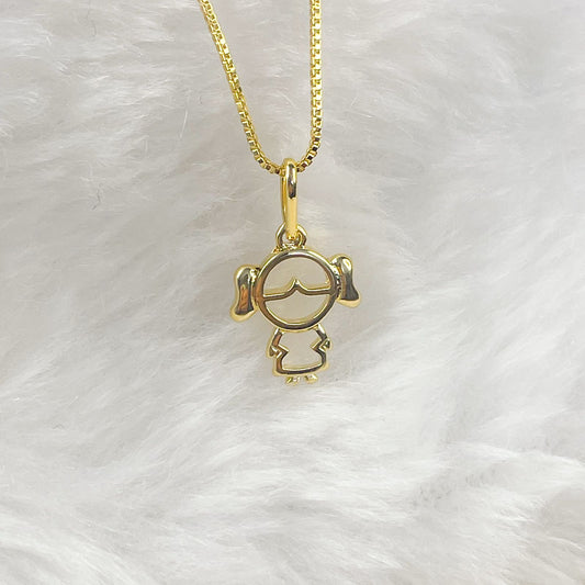 COLAR E PINGENTE GIRL SMALL  - BANHO DE OURO 18k