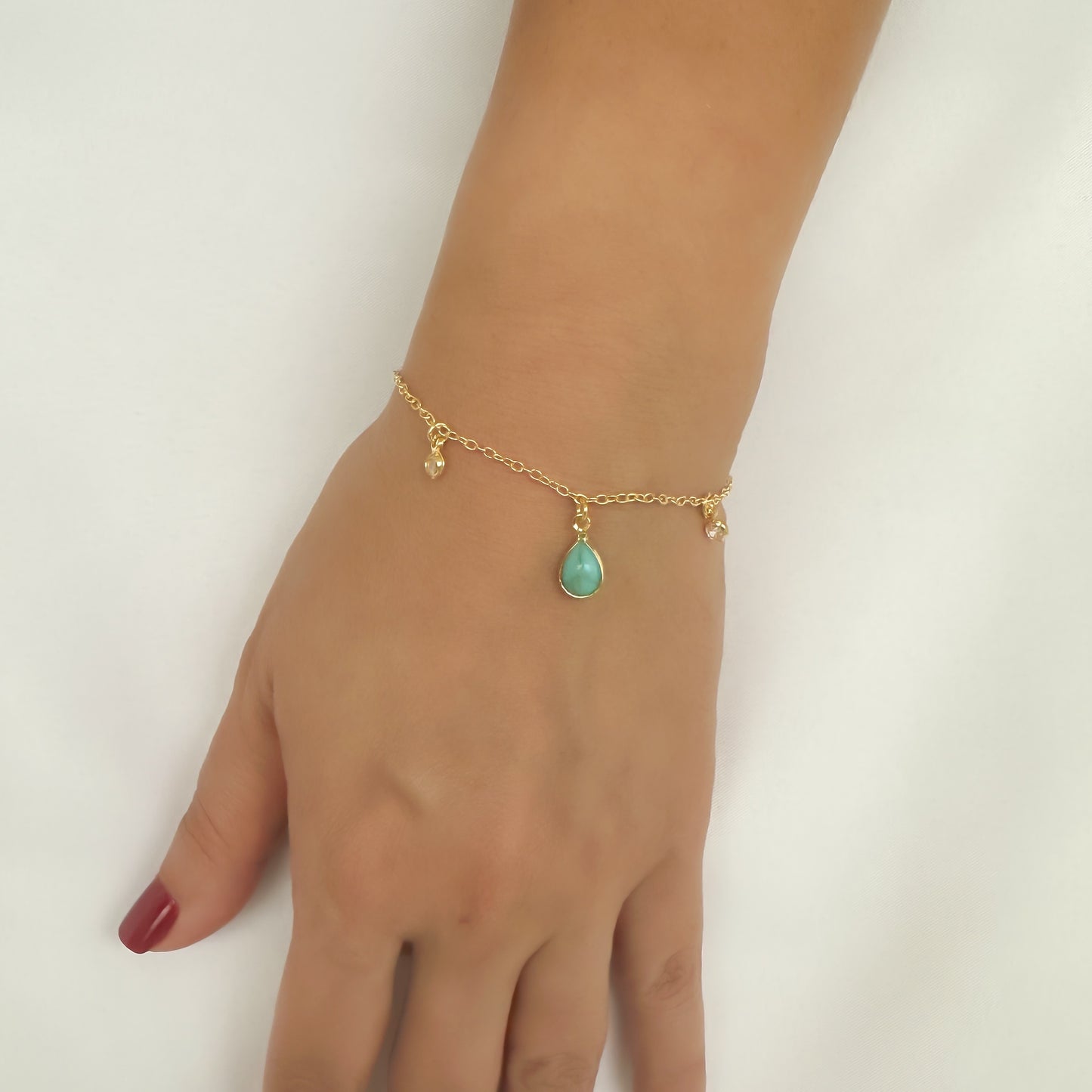 PULSEIRA ZIRCONIA AZUL  - BANHO DE OURO 18k