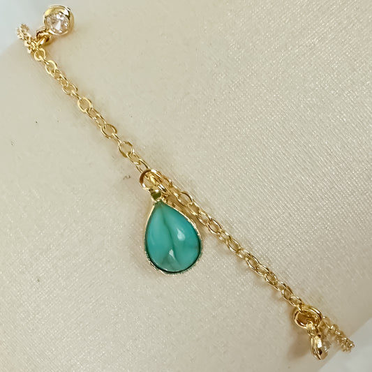 PULSEIRA ZIRCONIA AZUL  - BANHO DE OURO 18k