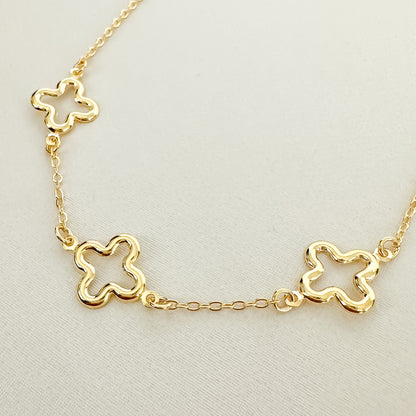 PULSEIRA TRE FIORI  - BANHO DE OURO 18k