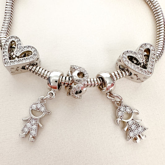 PULSEIRA BERLOQUE FILHOS COMPLETA - BANHO DE RÓDIO BRANCO