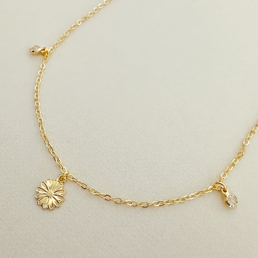 TORNOZELEIRA MARGARIDA  - BANHO DE OURO 18k