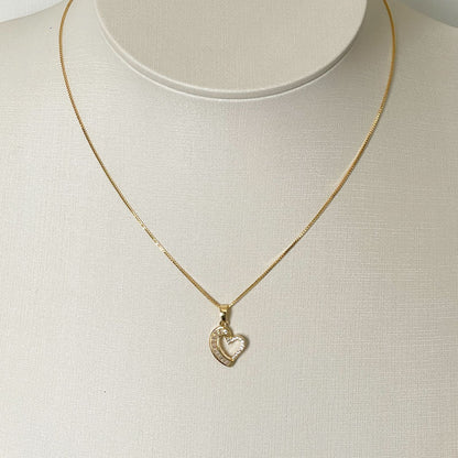 COLAR E PINGENTE CORAÇÃO ZIRCONIA  - BANHO DE OURO 18K