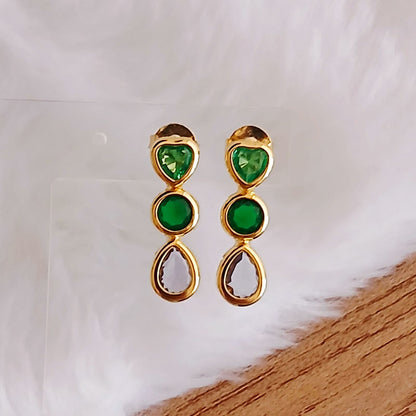 BRINCO GREEN STONES  - BANHO DE OURO 18k