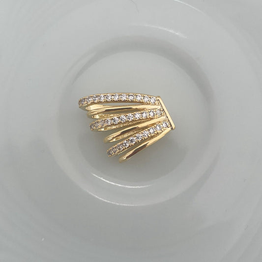 PIERCING EAR CUFF STRIPE ENCAIXE - BANHO DE OURO 18k