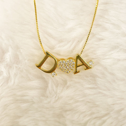 COLAR E PINGENTE 2 LETRAS  - BANHO DE OURO 18k