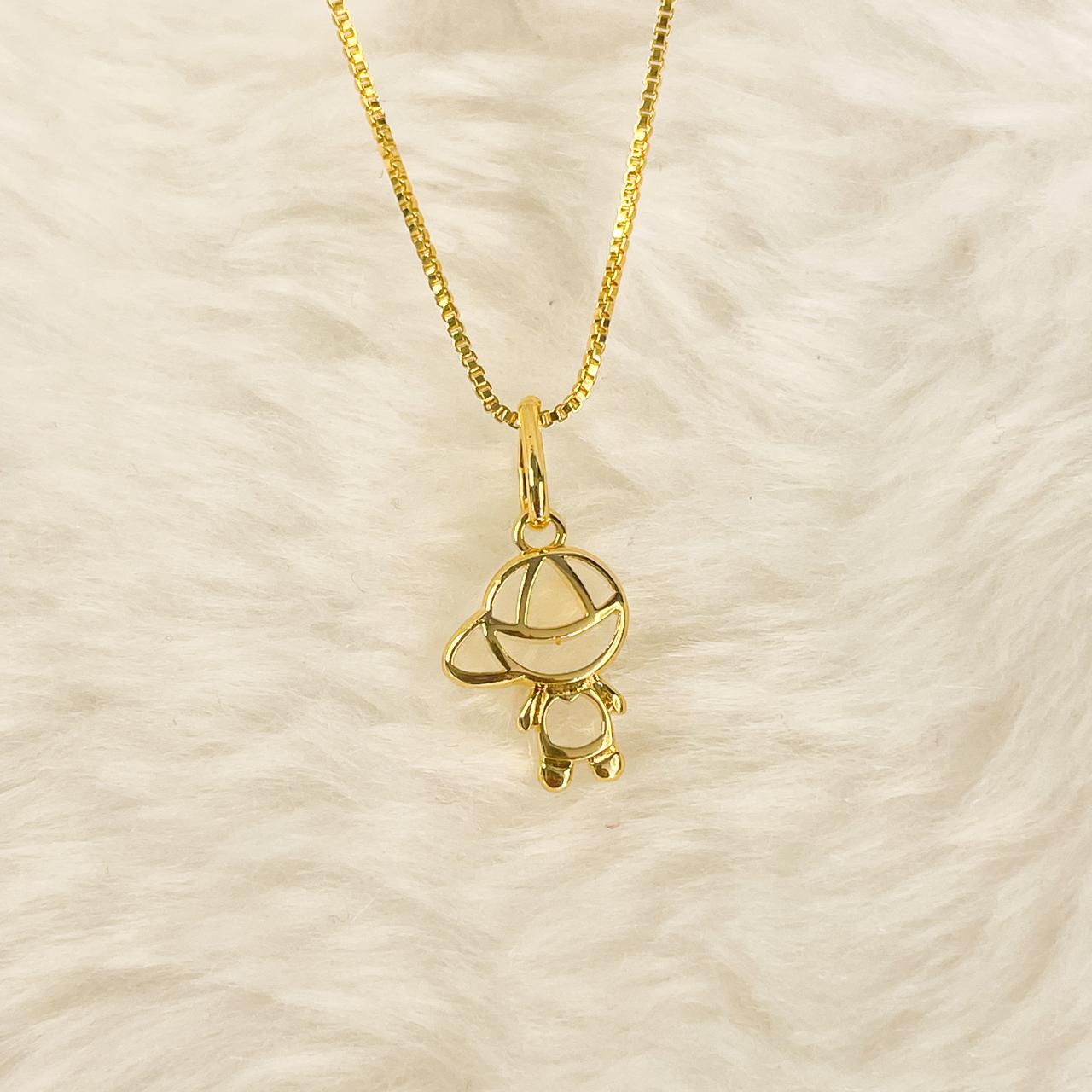 COLAR E PINGENTE BOY SMALL  - BANHO DE OURO 18k