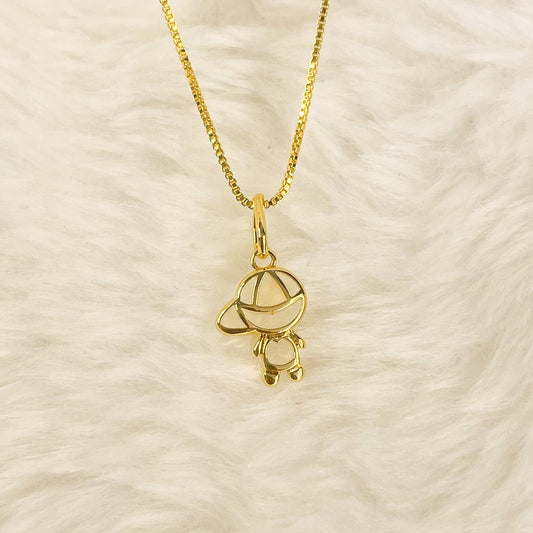 COLAR E PINGENTE BOY SMALL  - BANHO DE OURO 18k